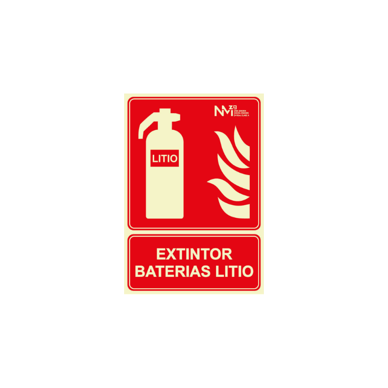 Señal Extintor para baterías de litio