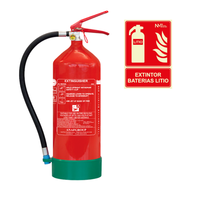 Extintor para Baterías de Litio + Señal