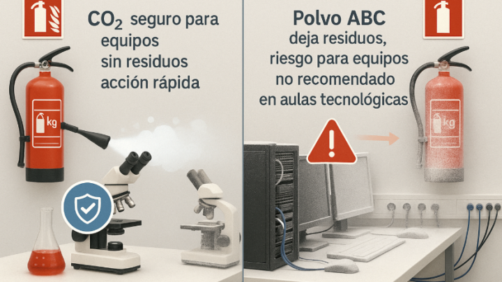 Laboratorios y aulas de informática: la importancia de los extintores de CO2